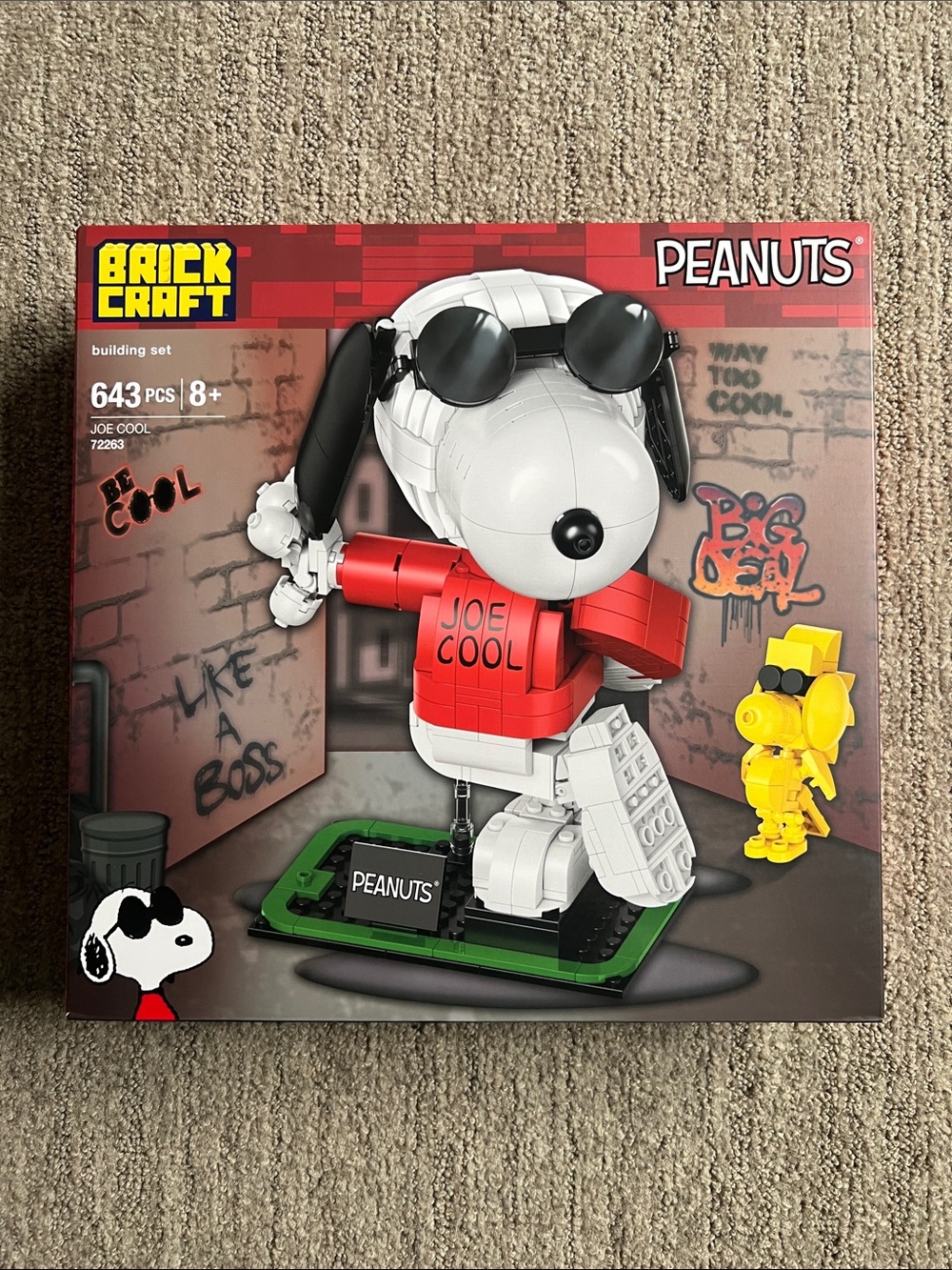BrickCraft Peanuts Joe Cool Building Set - Red & White Snoopy